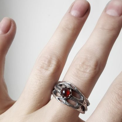 garnet twig ring