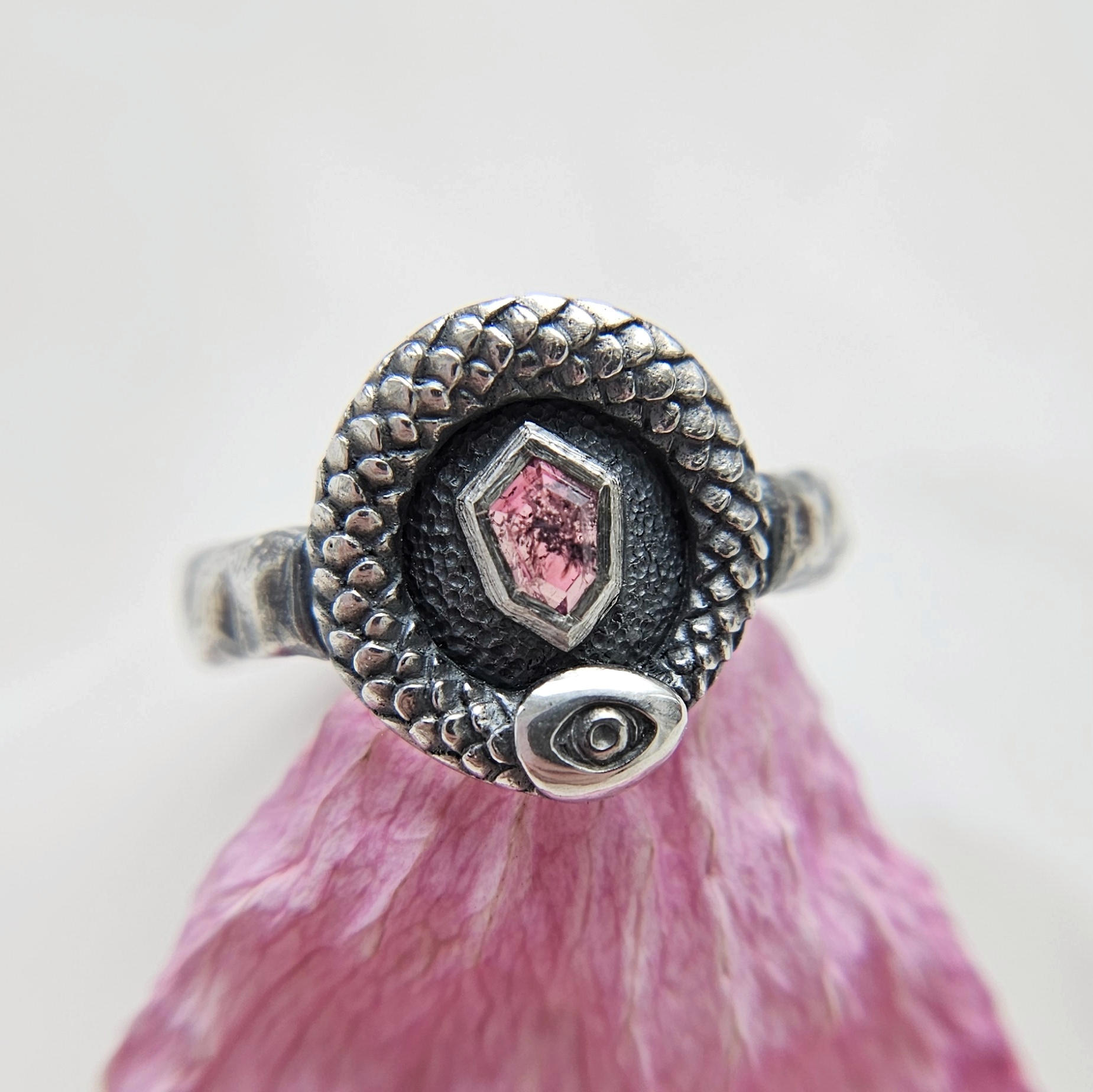 Ruby shield snake ring - US 7 1/2 - Image 3