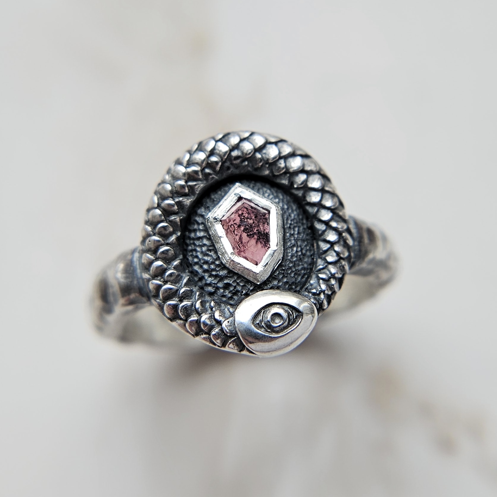 Ruby shield snake ring - US 7 1/2