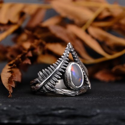 Fern flower ring with Australian opal - US 6 1/2 (17.0) - Image 2