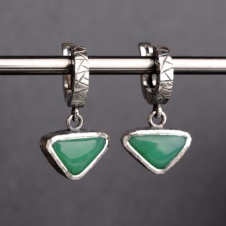Earrings with chrysoprase